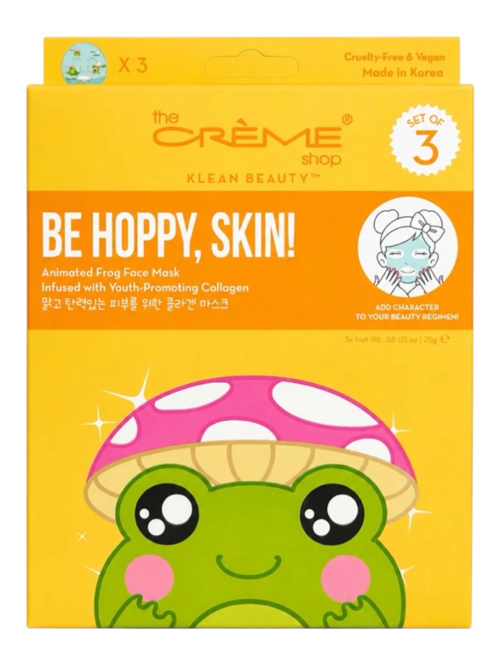 The Crème Shop New Be Hoppy Skin Frog Collagen Face Masks Set of 3